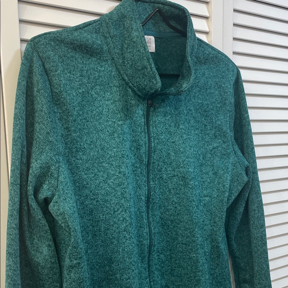 Danskin Now Teal Knit Zip Up Polyester Casual Long Sleeved Jacket Size XXL 20